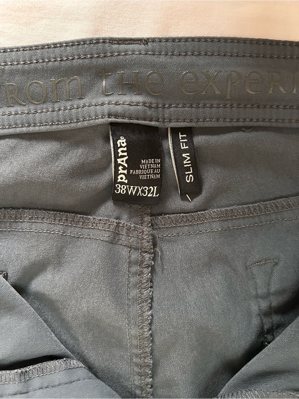 Prana Hiking Pants Mens 38x30 Gray Slim Fit Outdoor Stretch Trail Pants - Picture 4 of 7